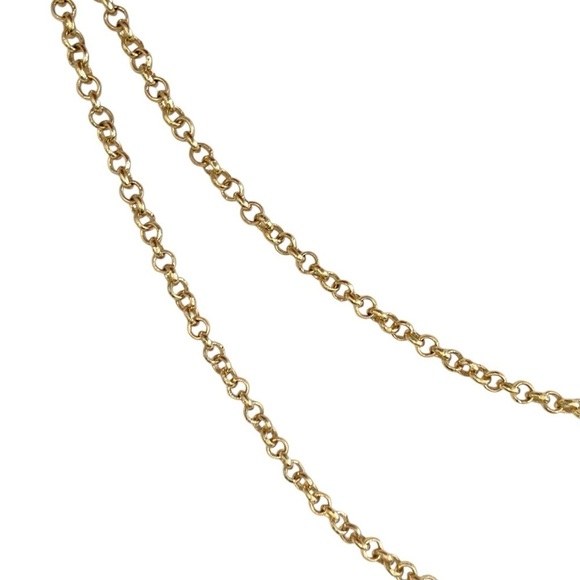 Talbots goldtone chain long necklace white/yellow seed bead circle & tassel - Picture 8 of 11